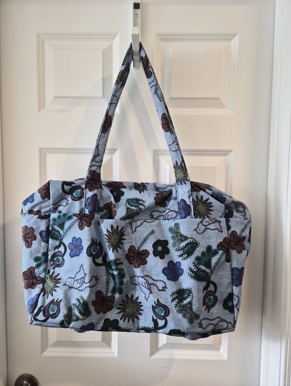 [Baggu] Cloud Carry On Bag, Pouch, Denim Print, Birds